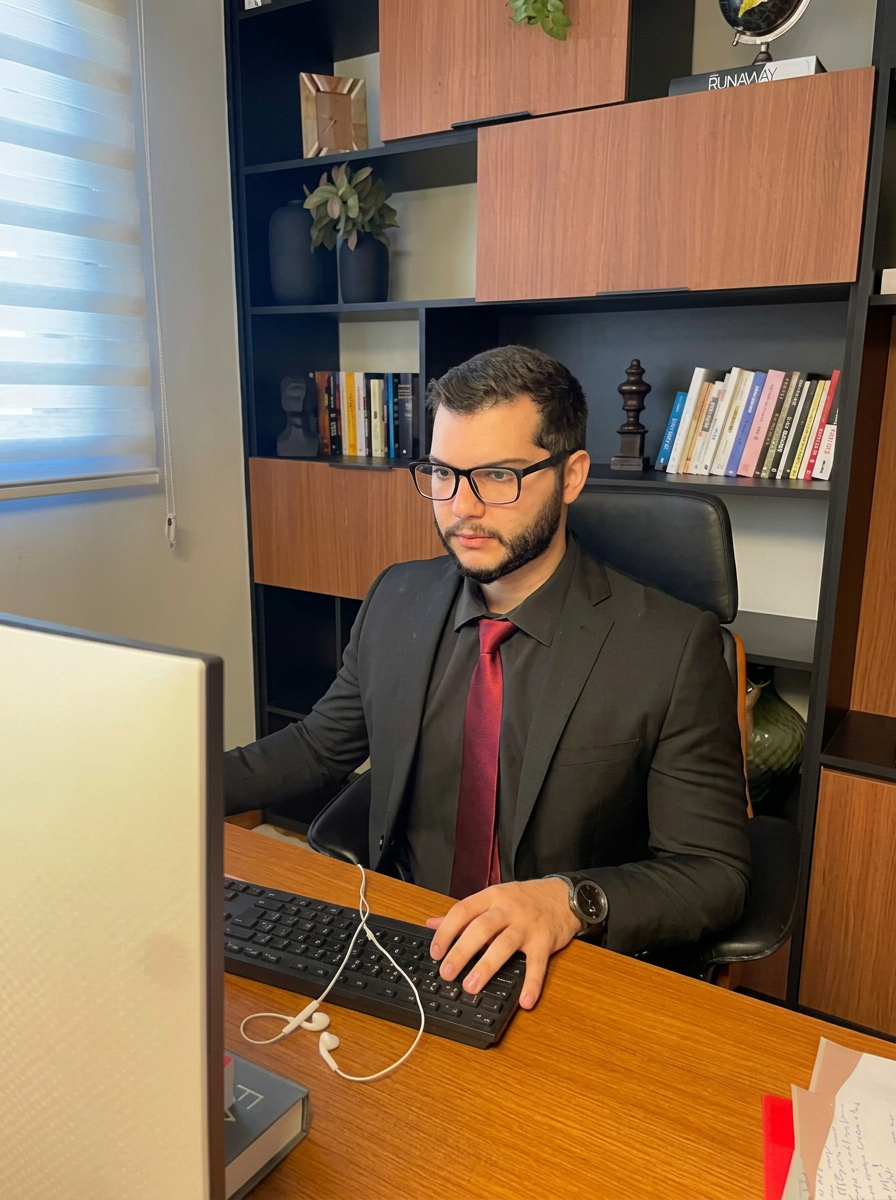 Dr. Rodrigo Carvalho no escritório de advocacia